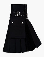 Men's Utility Kilt in Black Fashion - Scottish Kilt Jacket™ USA-UK