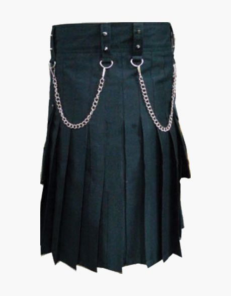 BLACK UTILITY KILT FOR MEN WITH A RED CROSS - Scottish Kilt Jacket™ USA-UK