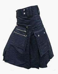 MEN'S DETACHABLE FRONT POCKET BLUE DENIM KILT - Scottish Kilt Jacket™ USA-UK