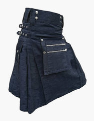 MEN'S DETACHABLE FRONT POCKET BLUE DENIM KILT - Scottish Kilt Jacket™ USA-UK