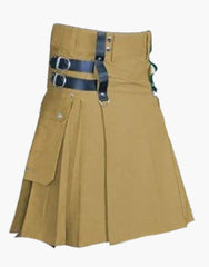KHAKI UTILITY KIT FOR MEN INCLUDING LEATHER STRAPS - Scottish Kilt Jacket™ USA-UK