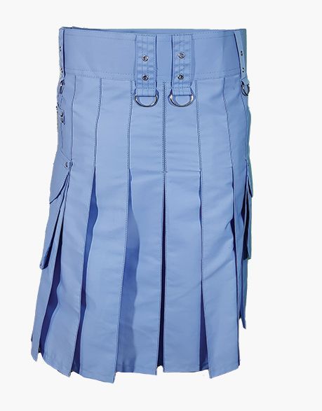 Light blue cargo kilt for men - Scottish Kilt Jacket™ USA-UK