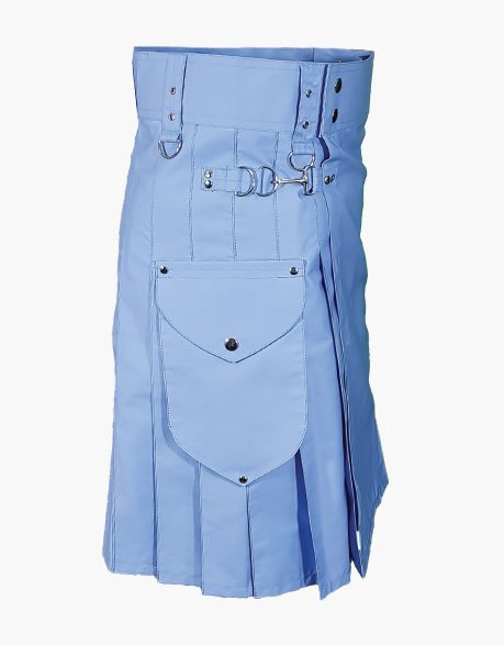 Light blue cargo kilt for men - Scottish Kilt Jacket™ USA-UK