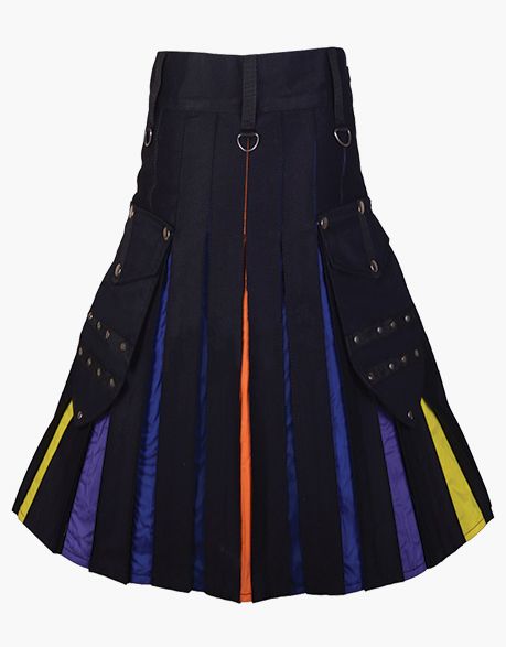 RAINBOW HYBRID MODERN BLACK KILT - scottish kilt jacket