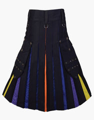 RAINBOW HYBRID MODERN BLACK KILT - scottish kilt jacket
