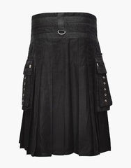 NEW FASHION HYBRID TWO-TONE UTILITY KILT IN BLACK AND PURPLE - Scottish Kilt Jacket™ USA-UK