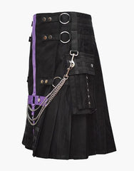 NEW FASHION HYBRID TWO-TONE UTILITY KILT IN BLACK AND PURPLE - Scottish Kilt Jacket™ USA-UK