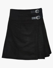 Ladies' Plain Black Short Tartan Kilt - Scottish Kilt Jacket™ USA-UK