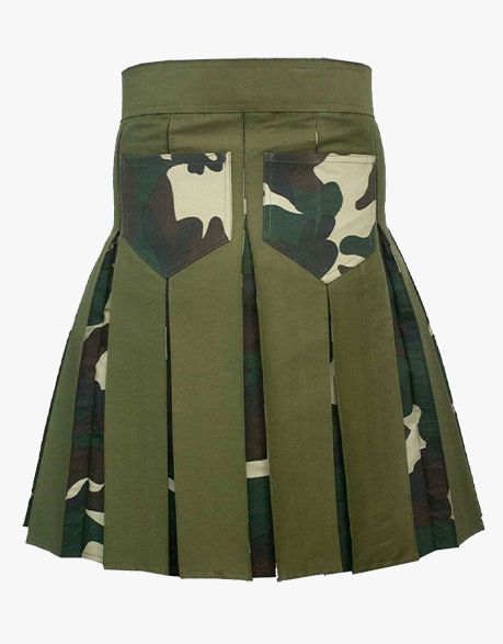 WOODLAND CAMO AND OLIVE GREEN HYBRID KILT - Scottish Kilt Jacket™ USA-UK