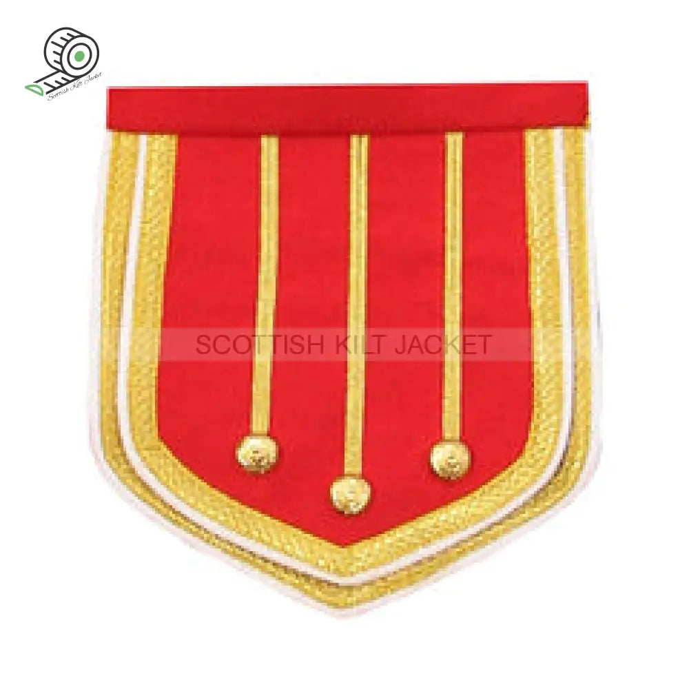 Red Wool Pipe Band Doublet With Camel Collar Epaulets And Cuffs Jacket