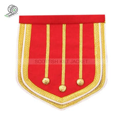 Red Wool Pipe Band Doublet With Camel Collar Epaulets And Cuffs Jacket
