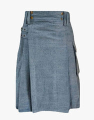 Men's Sky Blue Denim Kilt - Scottish Kilt Jacket™ USA-UK