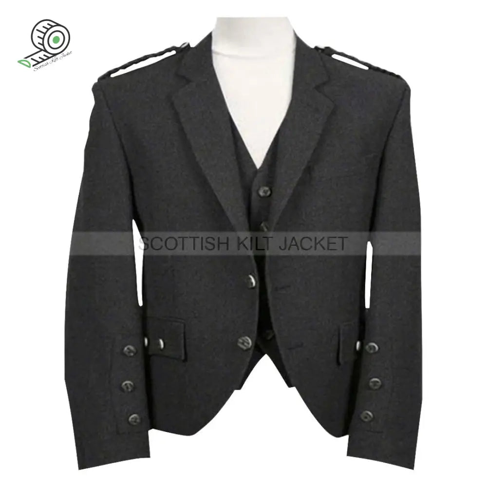 Vest And Jacket In Charcoal Tweed Argyll Kilt Jackets