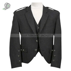 Vest And Jacket In Charcoal Tweed Argyll Kilt Jackets