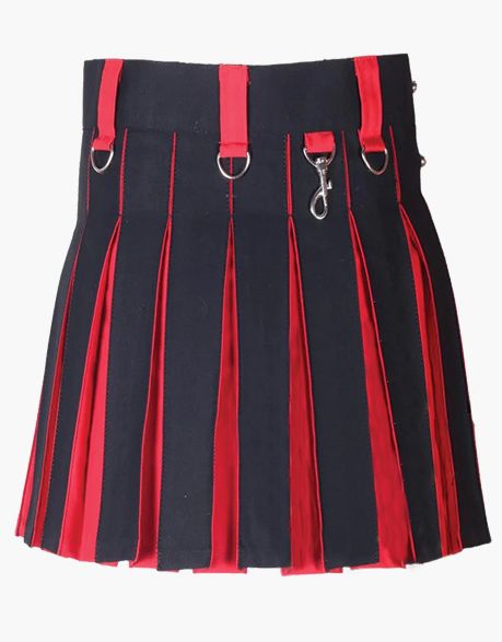 Modern hybrid short kilt in black and red for women - Scottish Kilt Jacket™ USA-UK