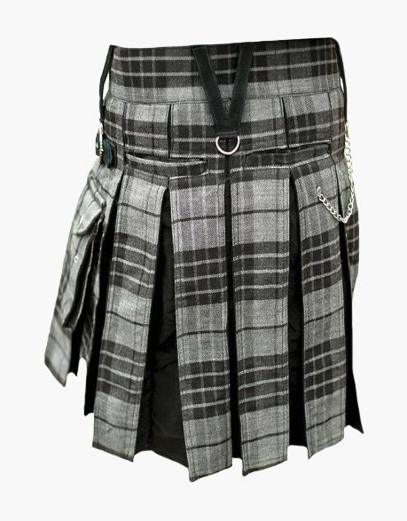 Grey Watch Tartan Hybrid Mini kilt for Women - Scottish Kilt Jacket™ USA-UK