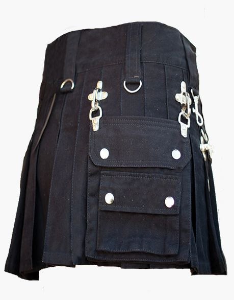 BLACK GOTHIC UTILITY KILT FOR WOMEN - Scottish Kilt Jacket™ USA-UK